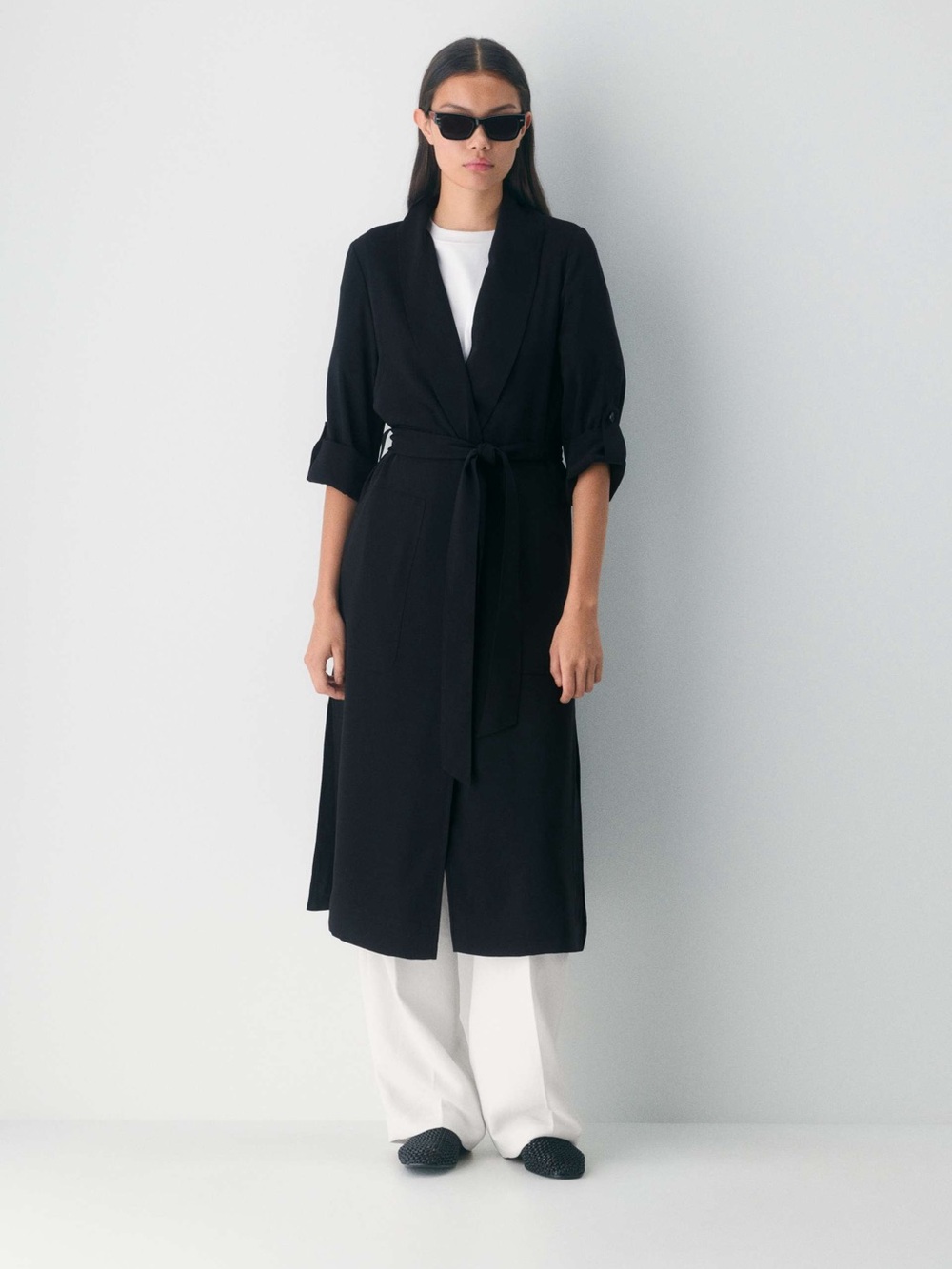 Babaton Black Belted Long Robe